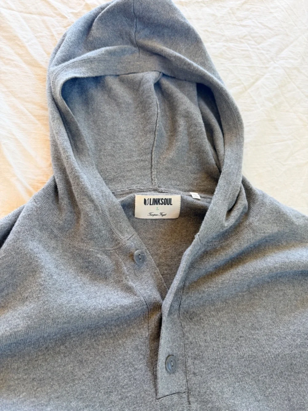 Linksoul Men's Cotton Cashmere Hoodie Sweater Gray Size L
